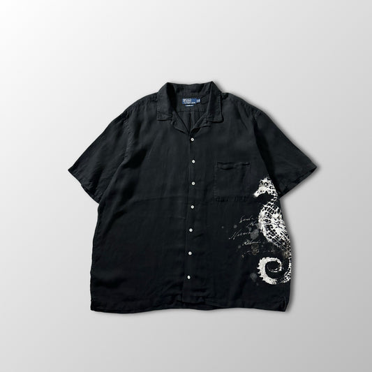 Polo by Ralph Lauren Linen Black Graphic Camp Shirt – 2XB Big