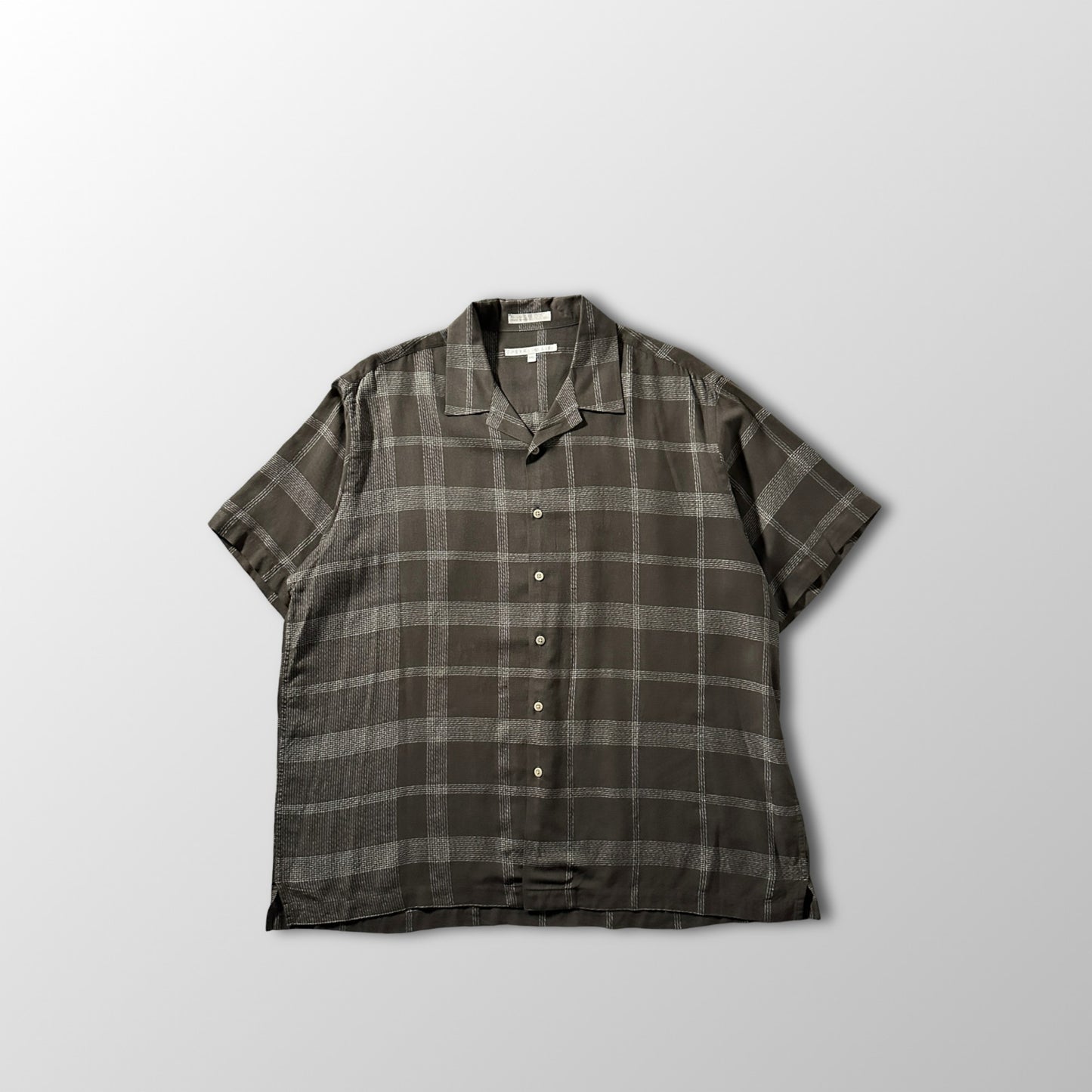 Perry Ellis Rayon Linen Black Brown Check Short Sleeve Shirt – XXL