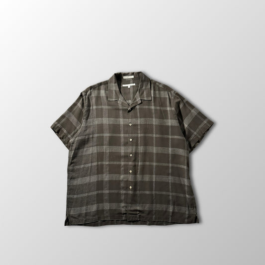 Perry Ellis Rayon Linen Black Brown Check Short Sleeve Shirt – XXL