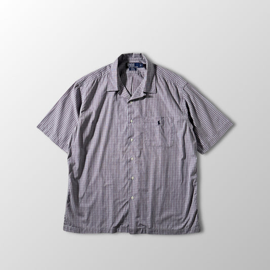 Caldwell 100% Cotton Gray Burgundy Check Short Sleeve Shirt – L Polo by Ralph Lauren