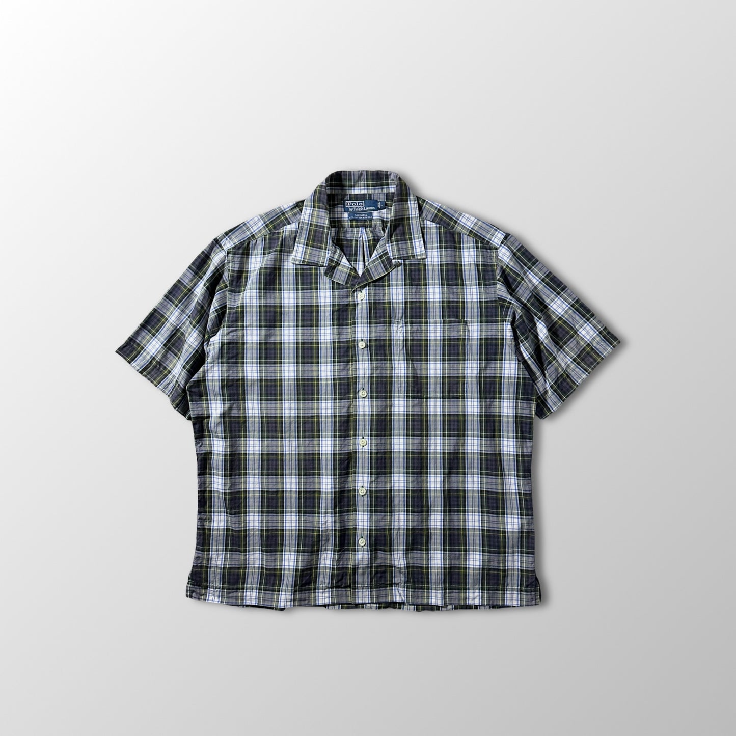 Polo by Ralph Lauren Caldwell Cotton Silk Green Navy Plaid Shirt – L