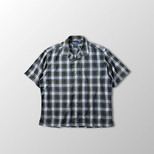 Polo by Ralph Lauren Caldwell Cotton Silk Green Navy Plaid Shirt – L