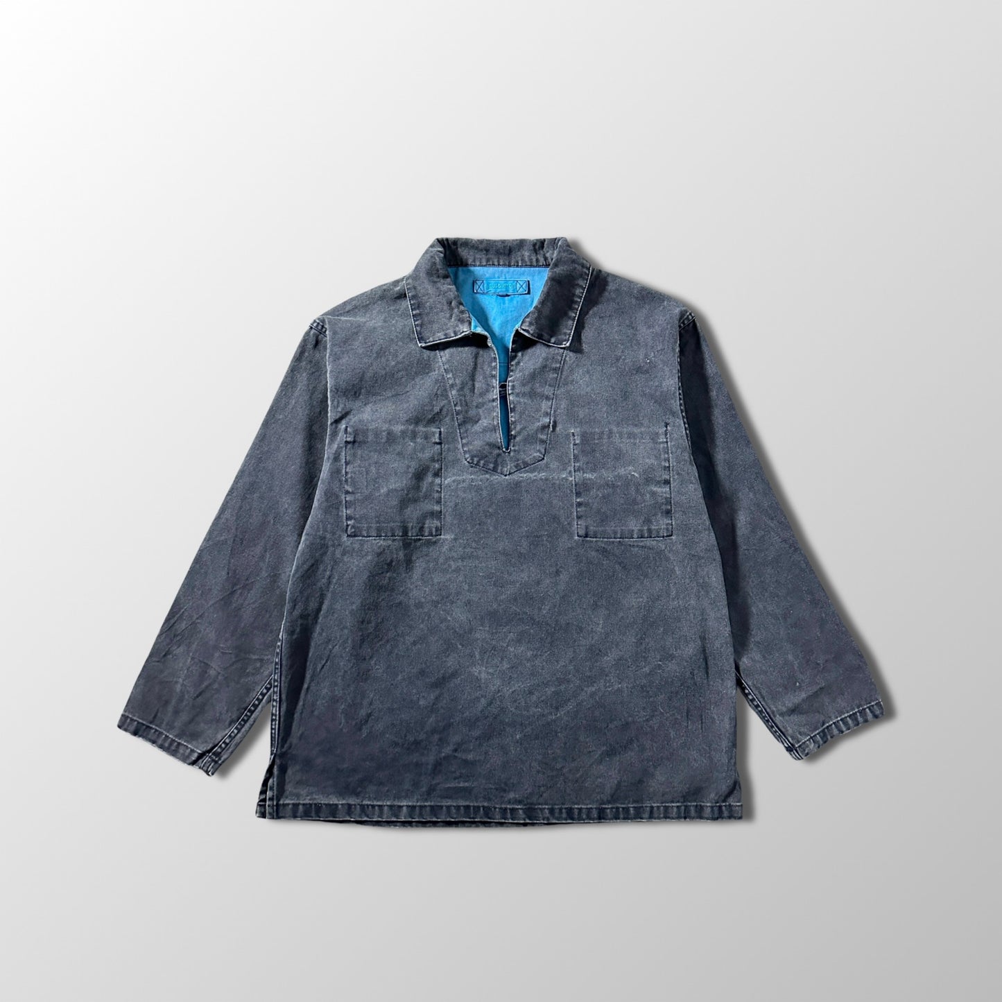 Smock Canvas Pullover– M / Faded Black × Blue