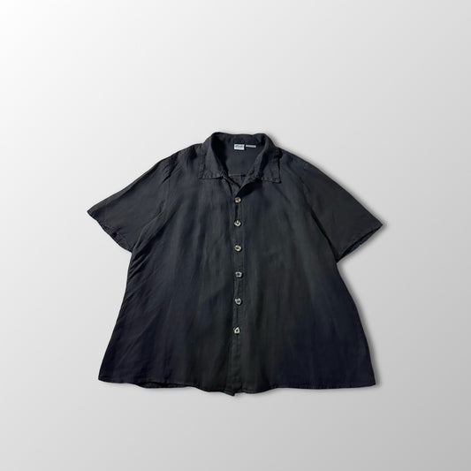 CP SHADES Pure Irish Linen Black Short Sleeve Shirt / Size M