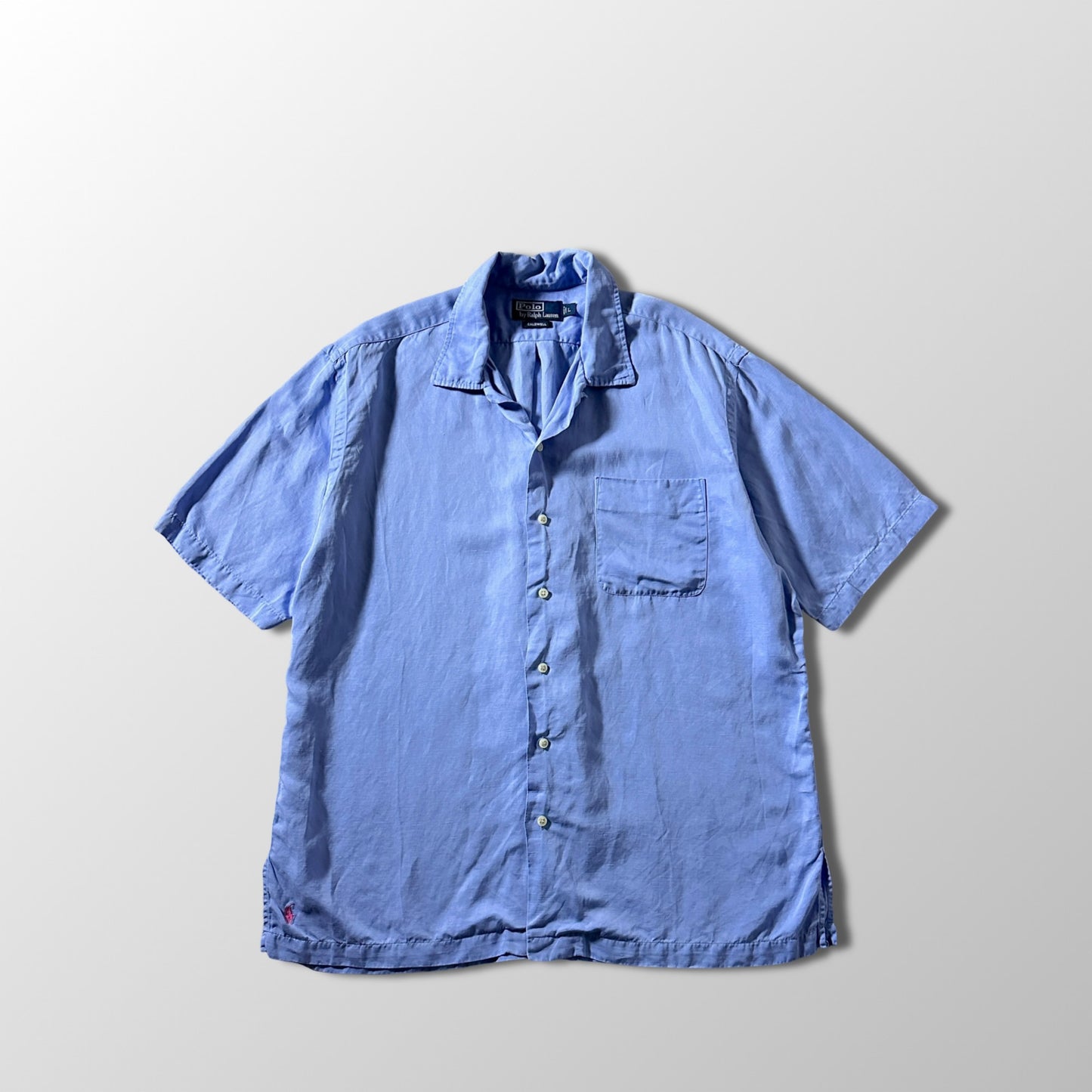 Polo by Ralph Lauren CALDWELL Blue Open Collar Shirt / Size L Silk Linen