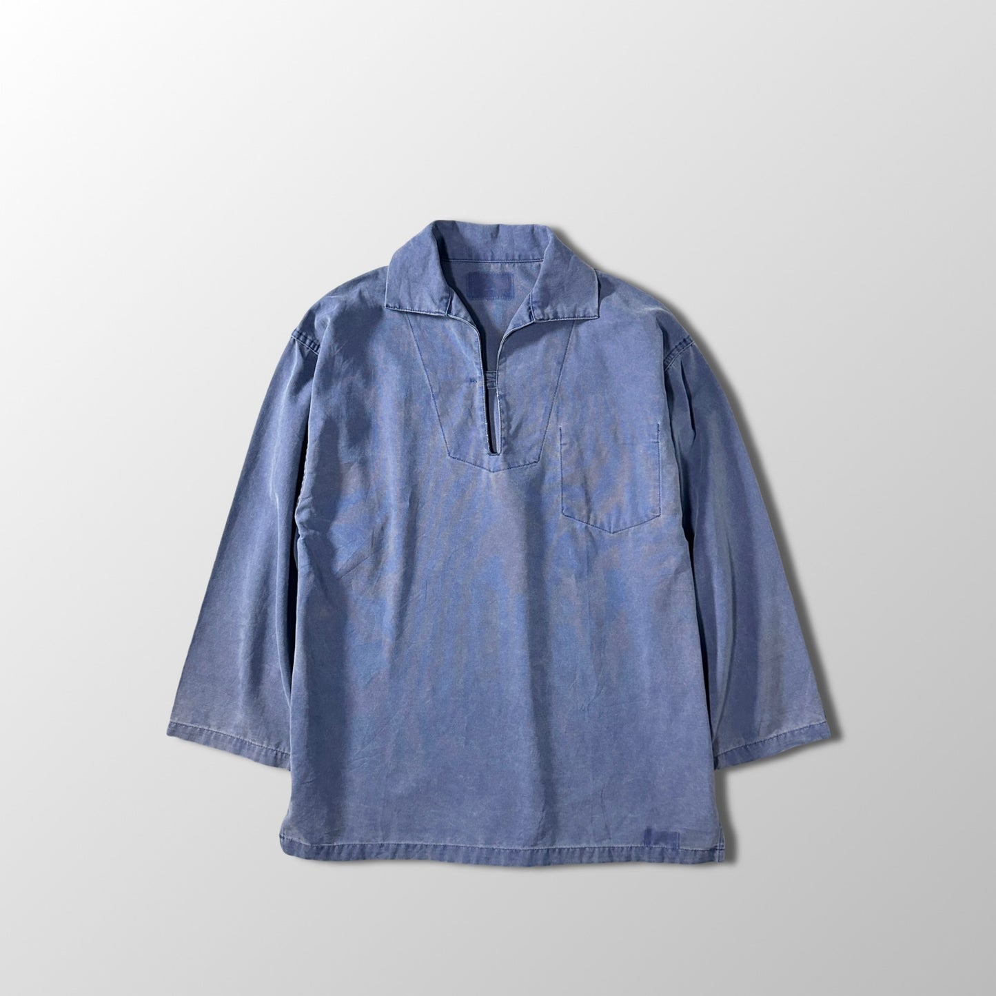 Fisherman's smock Pullover Skipper Smock Shirt / Faded Blue / 100% Cotton