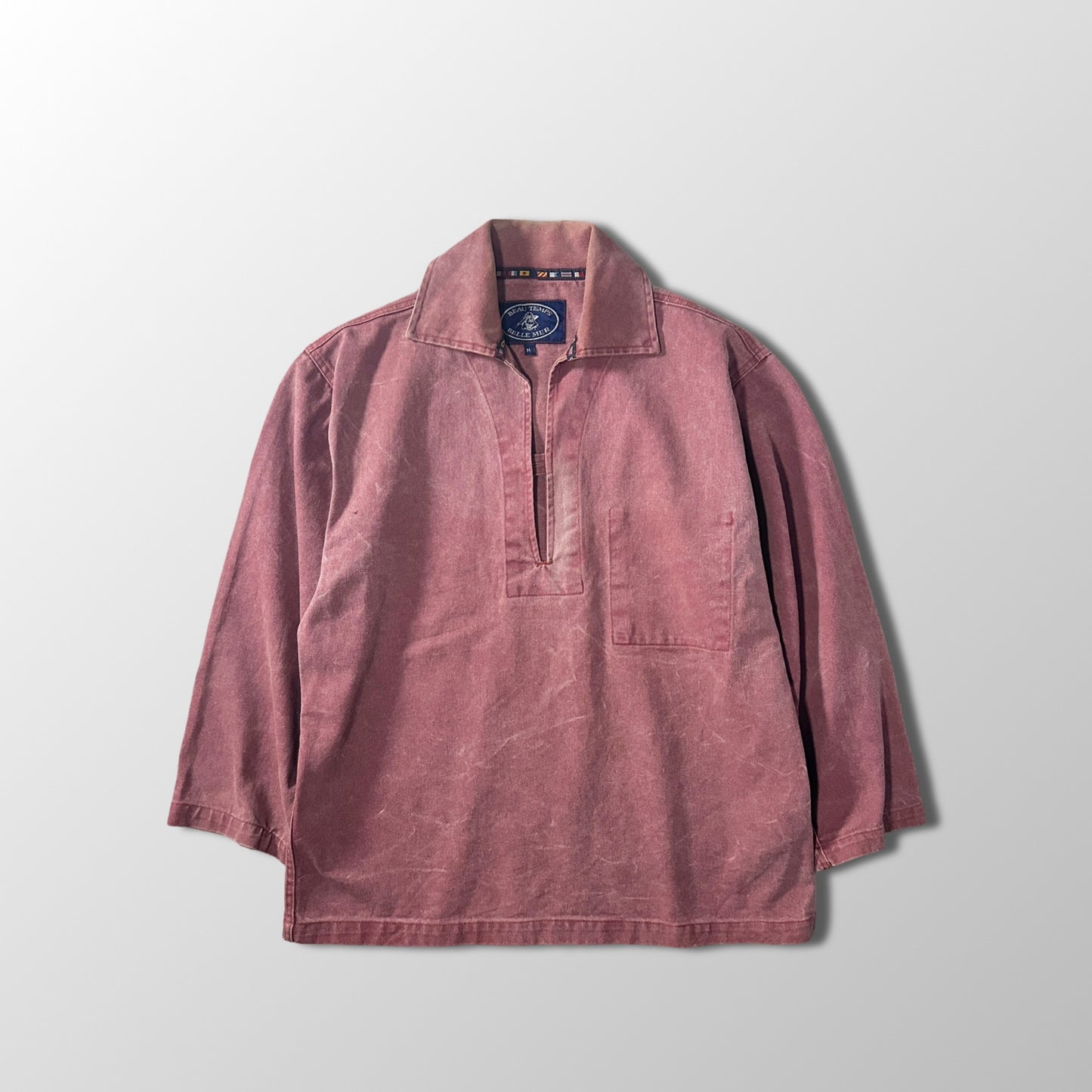Fisherman's smock Pullover Shirt / Size M / Faded Dusty Rose
