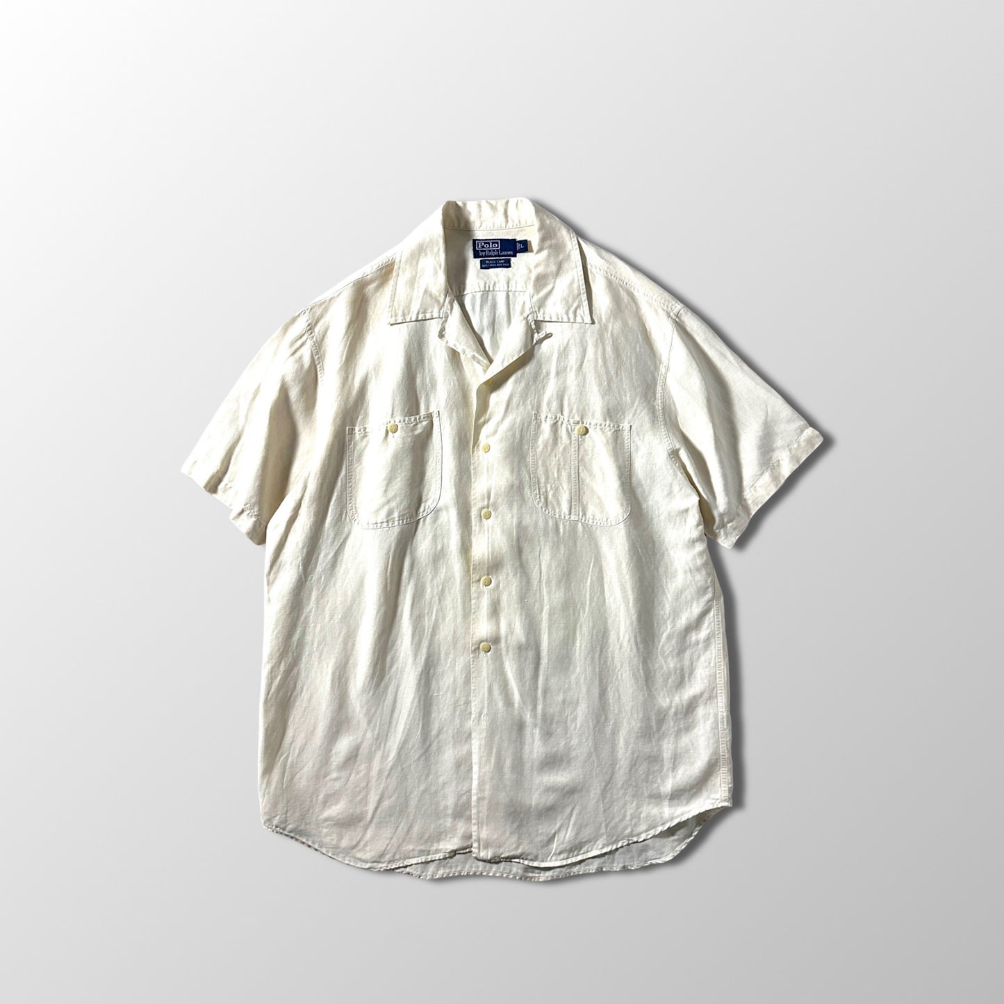 Polo by Ralph Lauren Beach Camp Linen Silk Ivory Short Sleeve Shirt – L