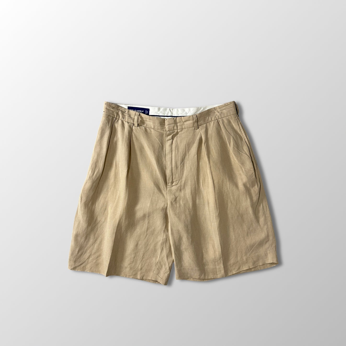 Ralph Lauren Beige Linen Silk Pleated Shorts Size 34　POLO GOLF