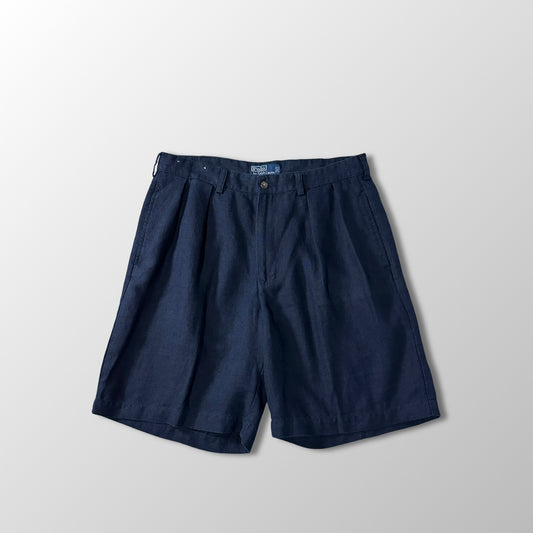 Polo by Ralph Lauren Navy Linen Tyler Pleated Shorts W34