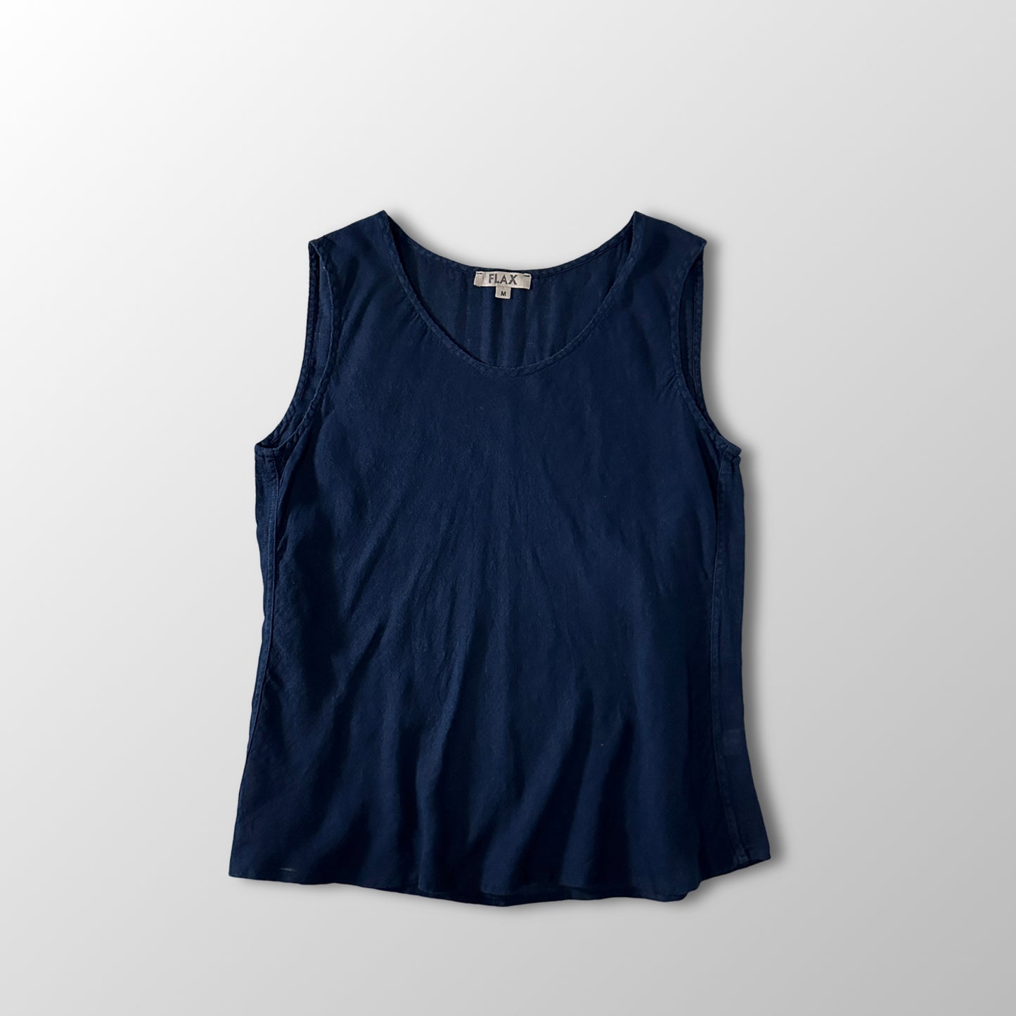FLAX Linen Cotton Sleeveless Top Navy Size M