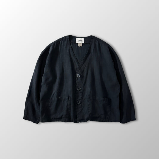 FLAX  Black V-Neck Linen Jacket