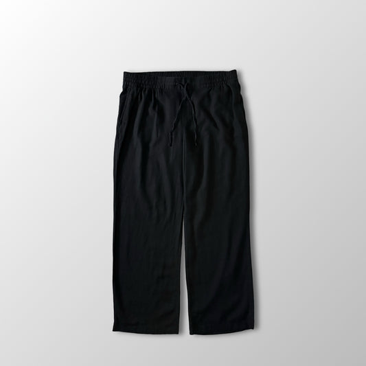 Linen Rayon Wide Leg Easy Pants Black Size L OLD NAVY