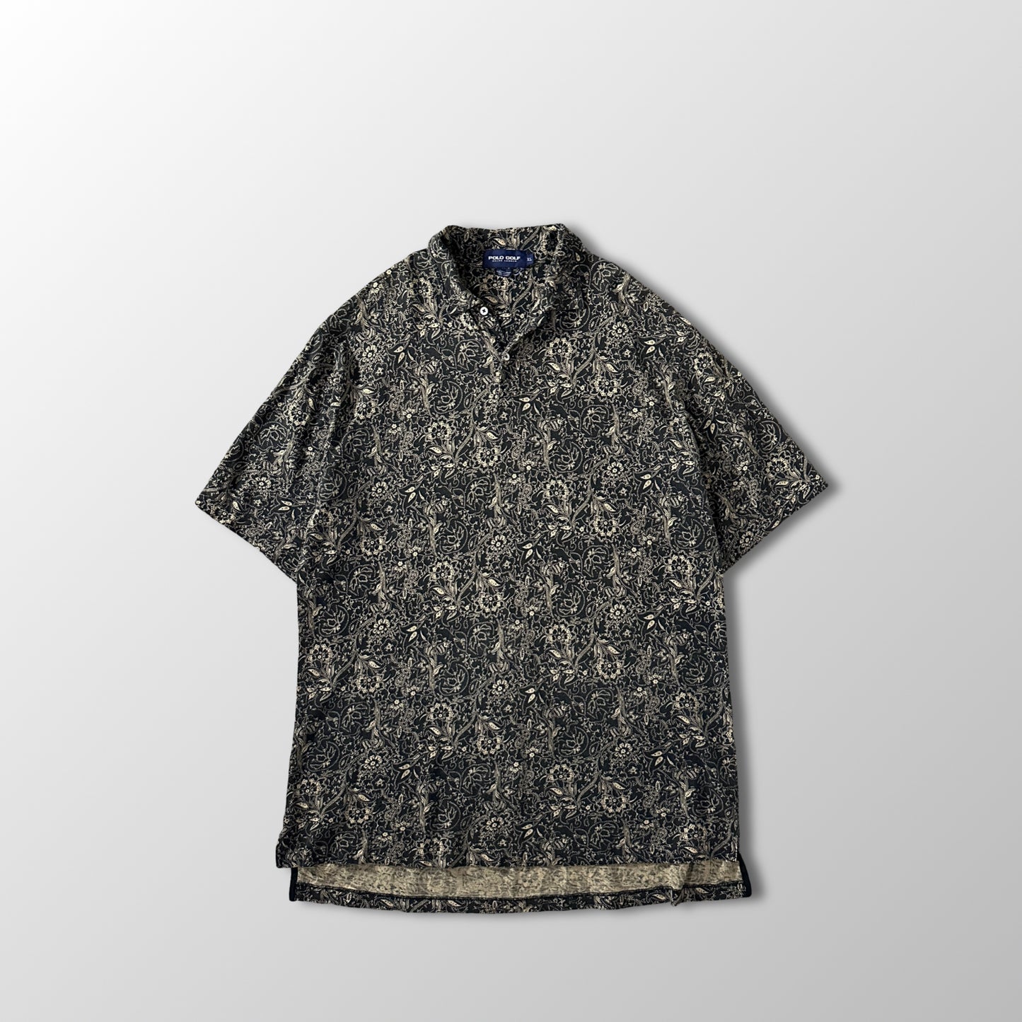 Polo Golf Ralph Lauren Cotton Linen Paisley Short Sleeve Shirt Black Beige XL