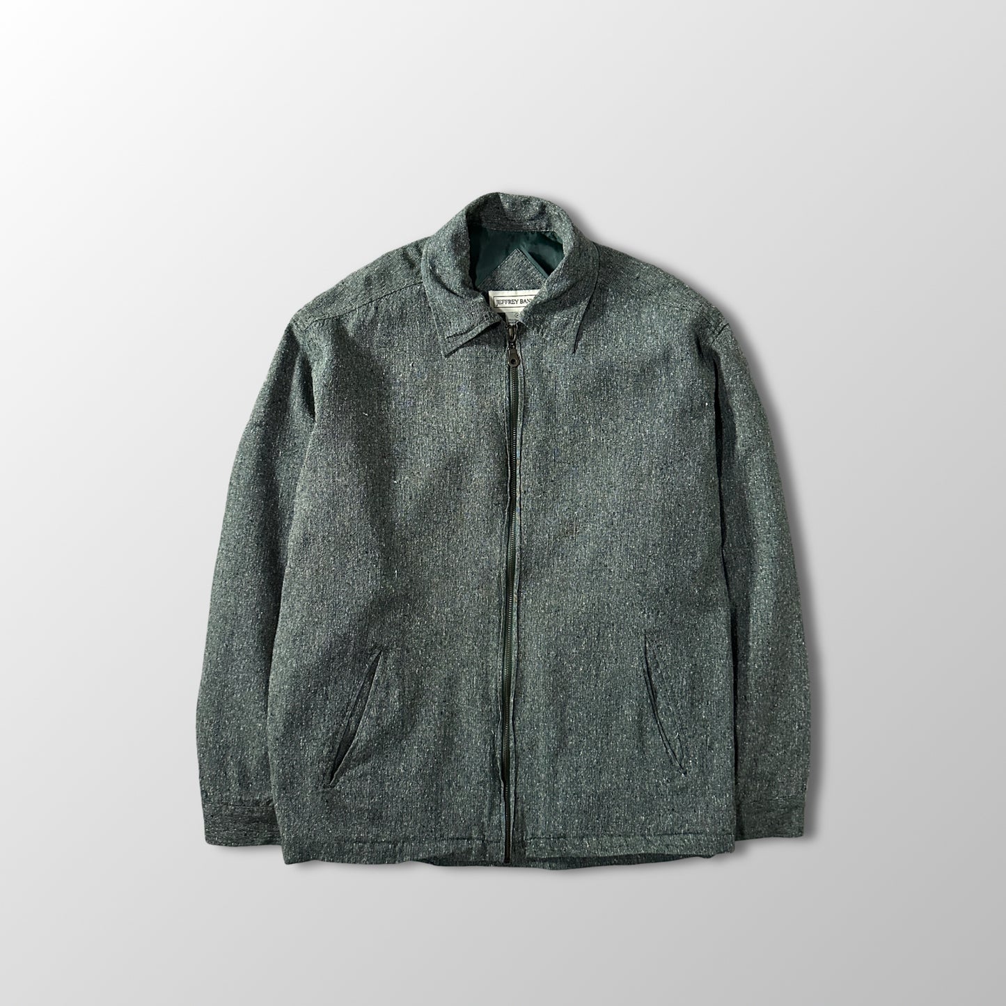 Silk Zip Jacket Green Tweed Texture M