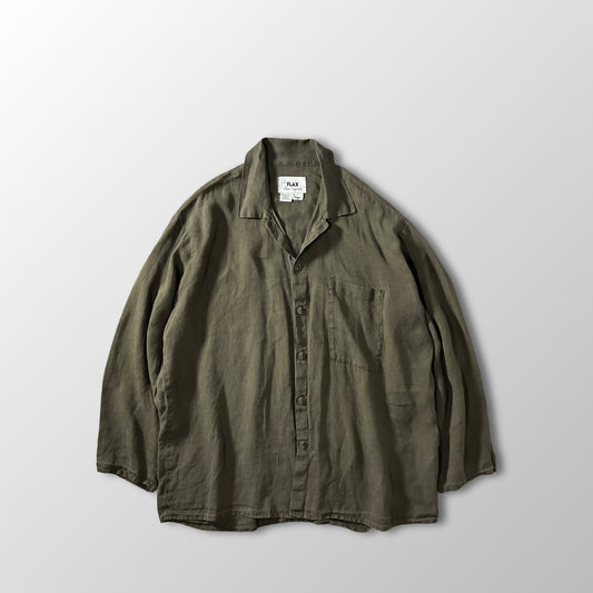 FLAX Olive Linen Shirt Jacket Size S