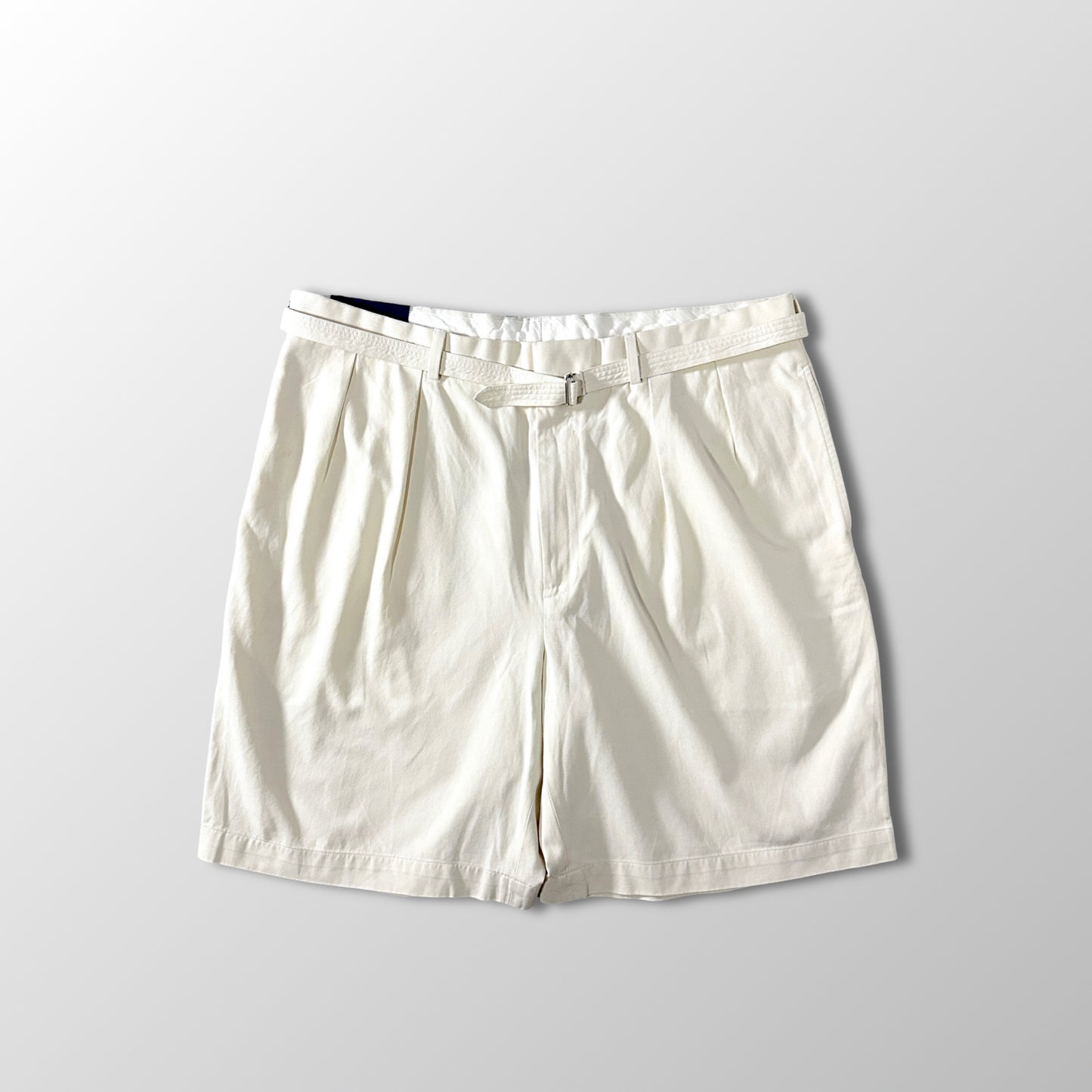Silk Cotton White Pleated Shorts Size 38　Polo Golf Ralph Lauren