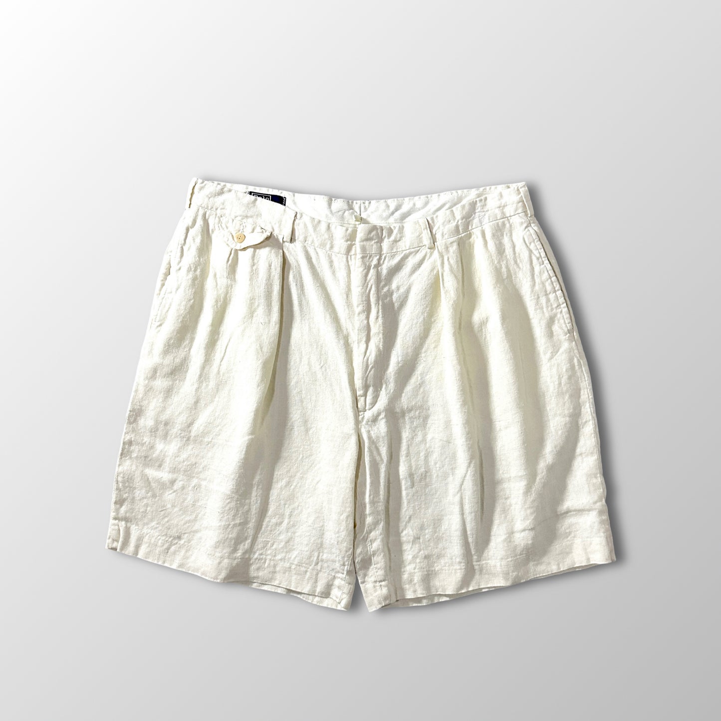 Polo by Ralph Lauren Cream White Linen Pleated Shorts W36