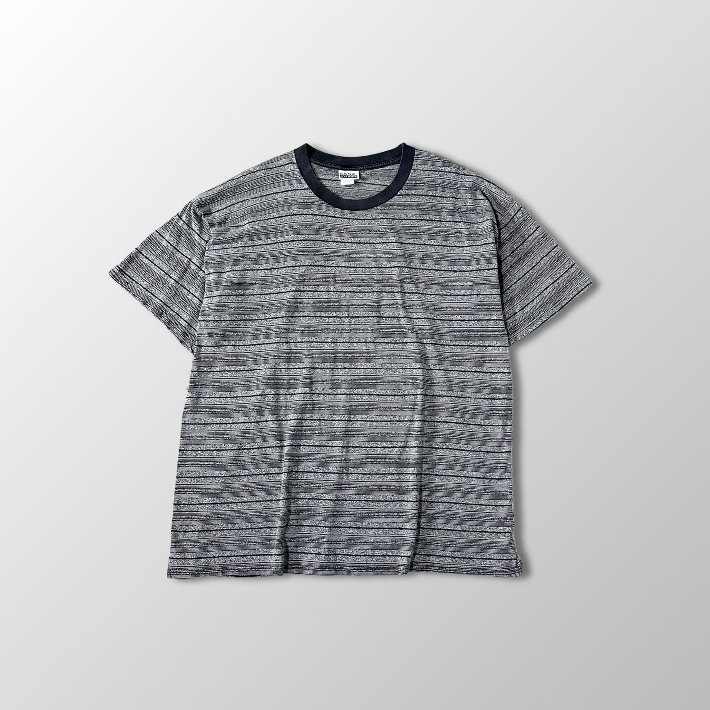Border T-Shirt 2X Black Gray BASIC EDITIONS Cotton