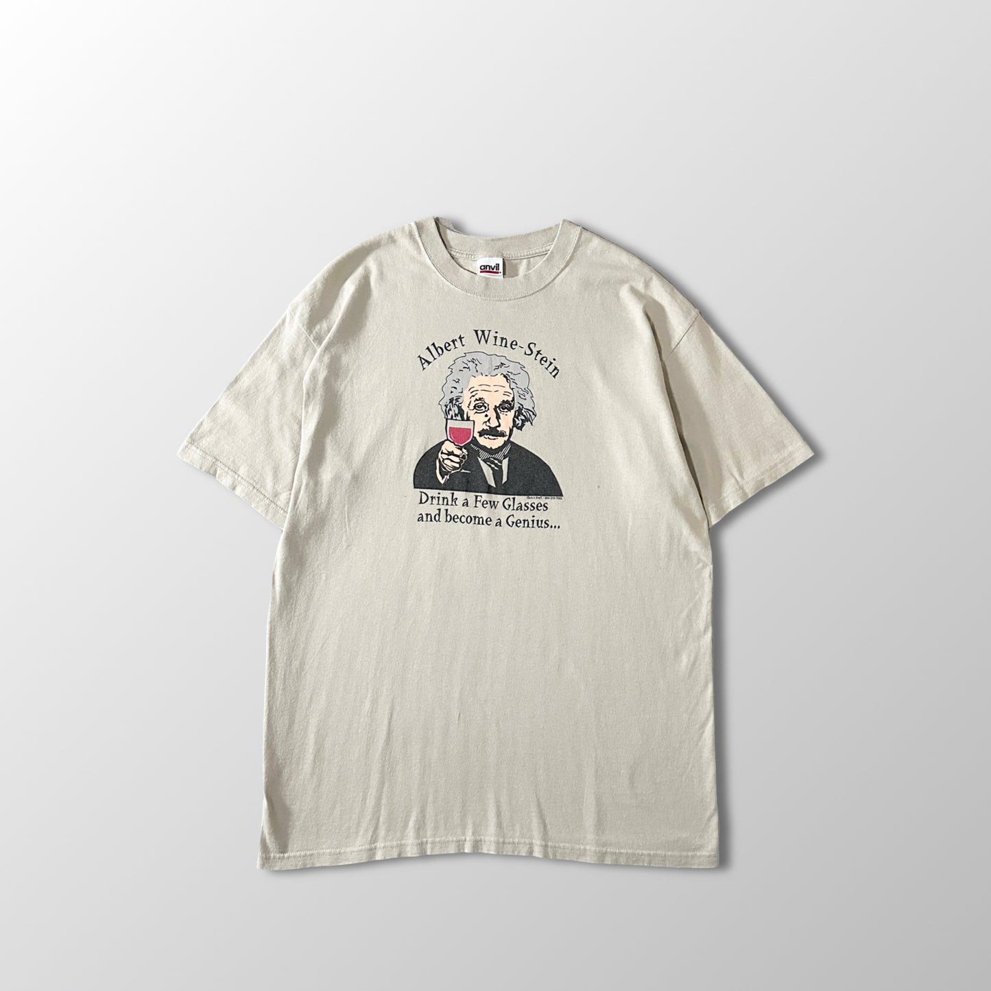 Wine-Stein Cotton Graphic T-Shirt L Beige