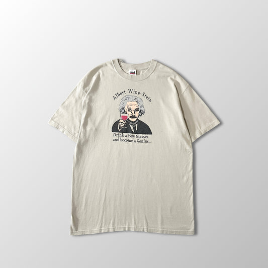 Wine-Stein Cotton Graphic T-Shirt L Beige