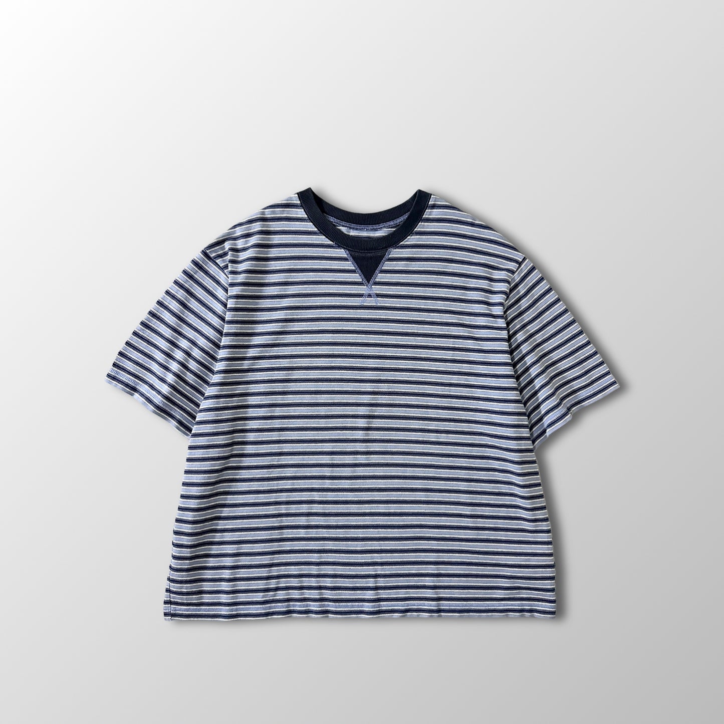 Striped Short Sleeve T-Shirt L Blue