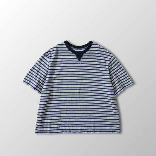 Striped Short Sleeve T-Shirt L Blue