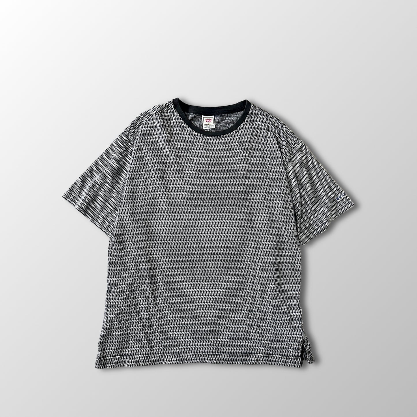 Patterned Ringer T-Shirt XL Black White