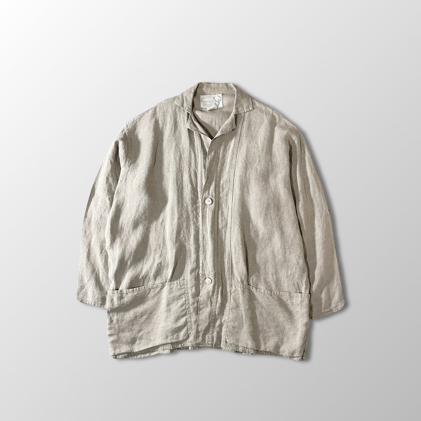 FLAX Linen Jacket Large Natural Beige Made in USA
