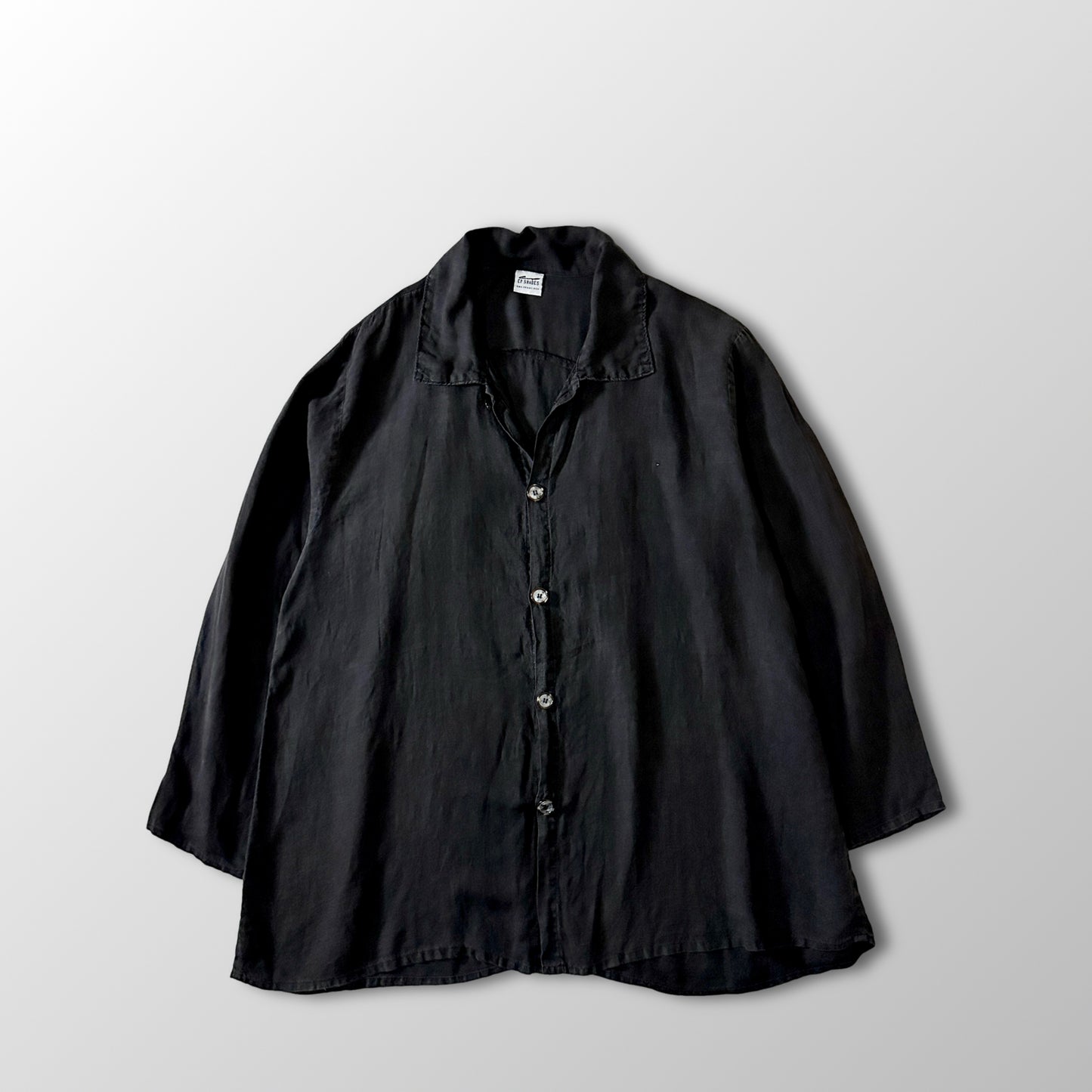CP SHADES Linen Black Oversized Shirt Jacket