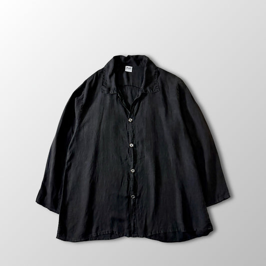 CP SHADES Linen Black Oversized Shirt Jacket