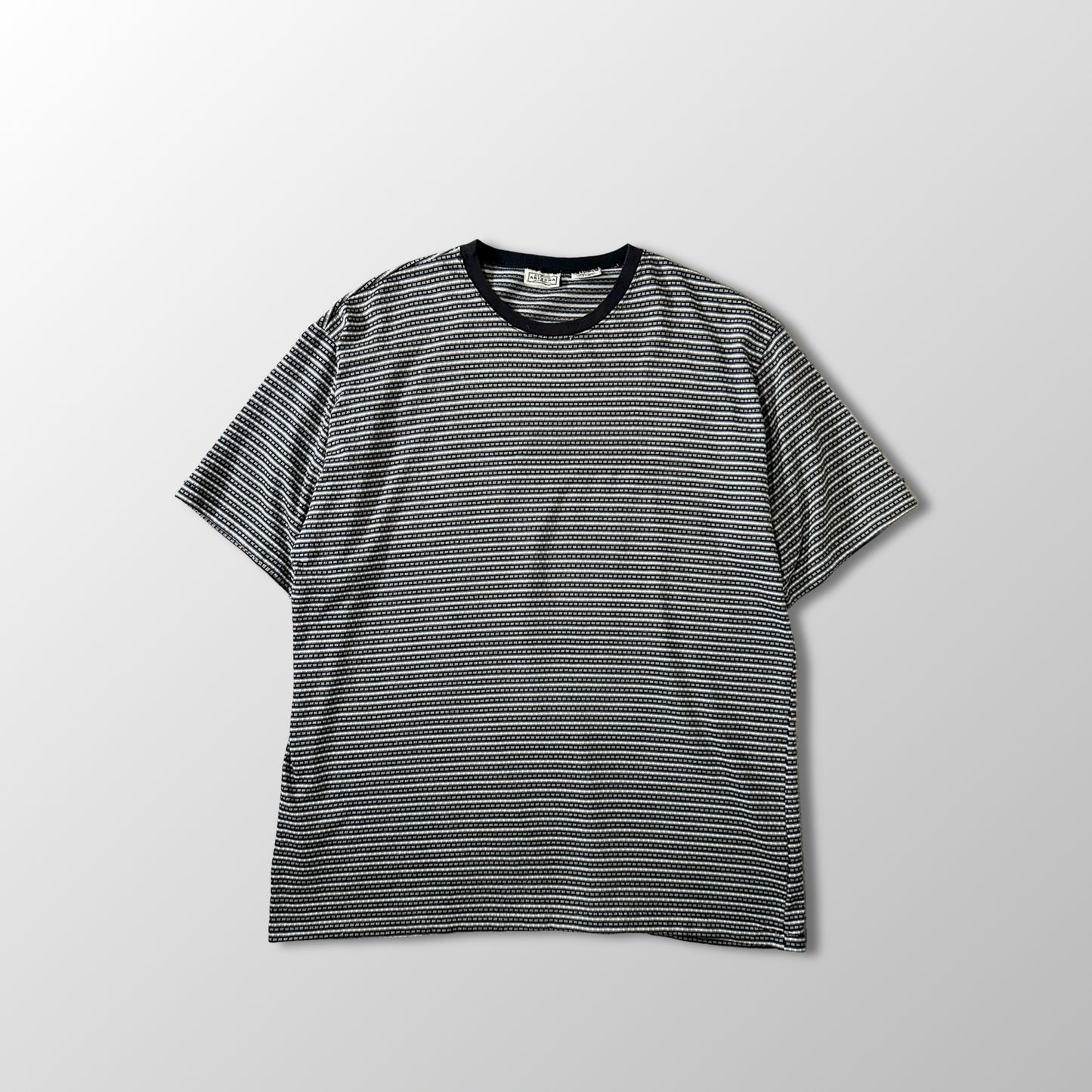 Combed Cotton Patterned T-Shirt Large Black Gray