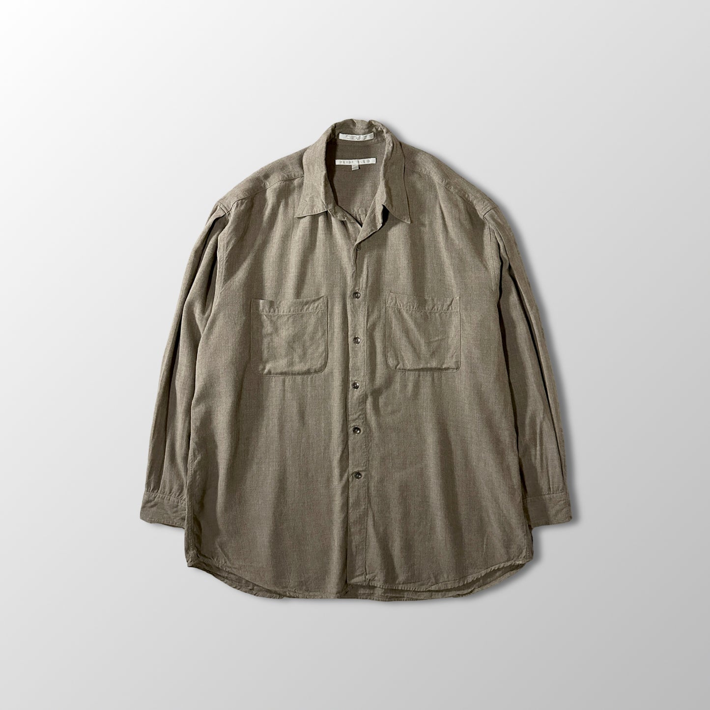 Perry Ellis 100% Rayon Long Sleeve Shirt Large Taupe Brown