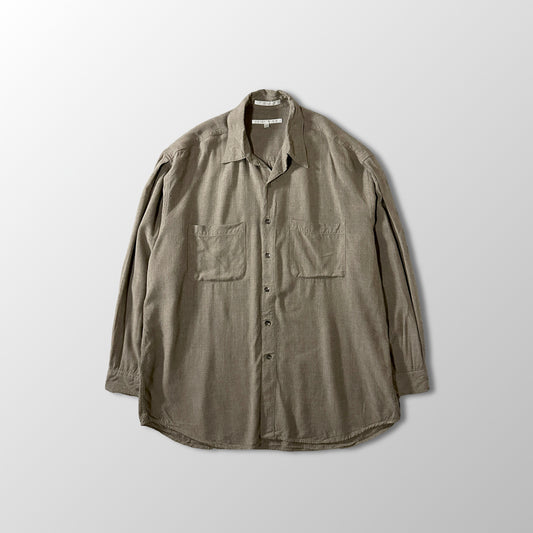Perry Ellis 100% Rayon Long Sleeve Shirt Large Taupe Brown