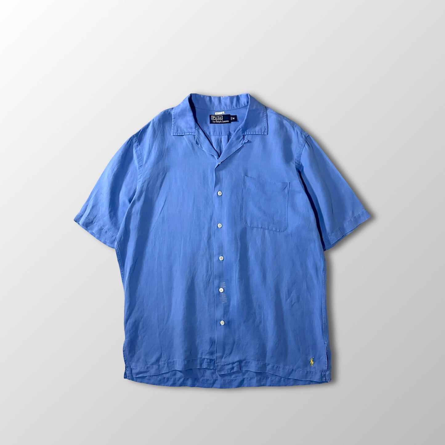 Polo by Ralph Lauren Linen Silk Blue Open Collar Short Sleeve Shirt M
