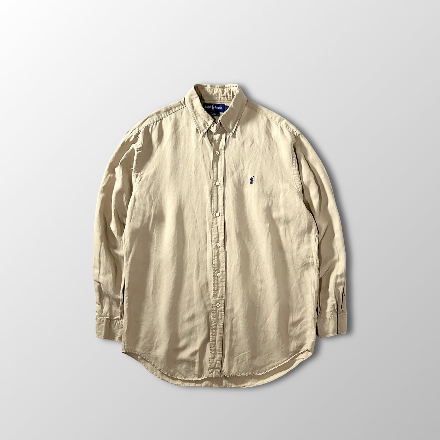 Ralph Lauren BLAKE Silk Linen Beige Button Down Shirt M