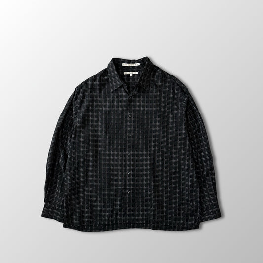 PERRY ELLIS Rayon Polyester Windowpane Check Shirt XXL Black
