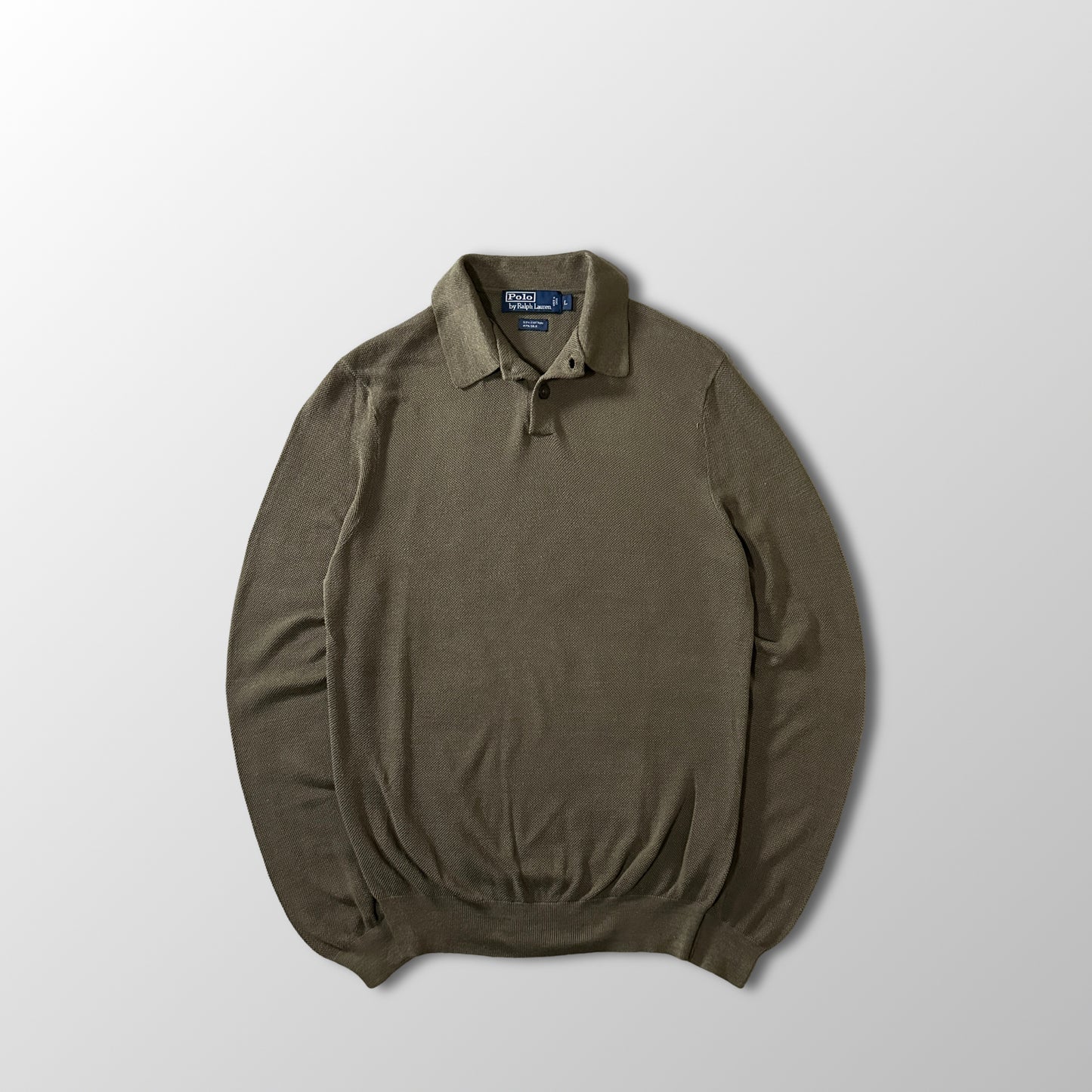 Polo by Ralph Lauren Cotton Silk Long Sleeve Polo Shirt L Olive