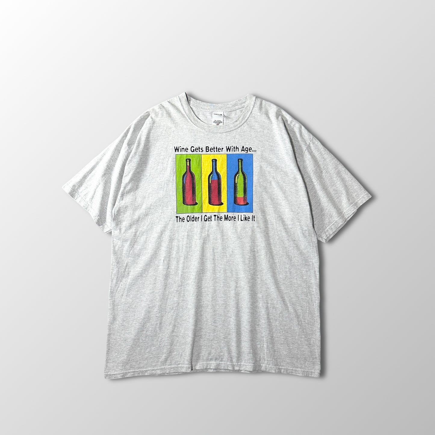 Blend Wine Graphic T-Shirt 2X Heather Gray