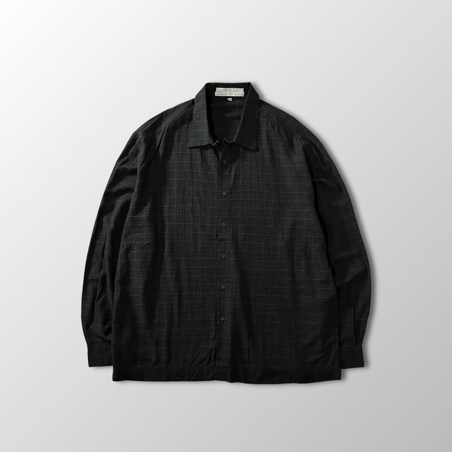 PERRY ELLIS  Rayon Black Windowpane Shirt XL