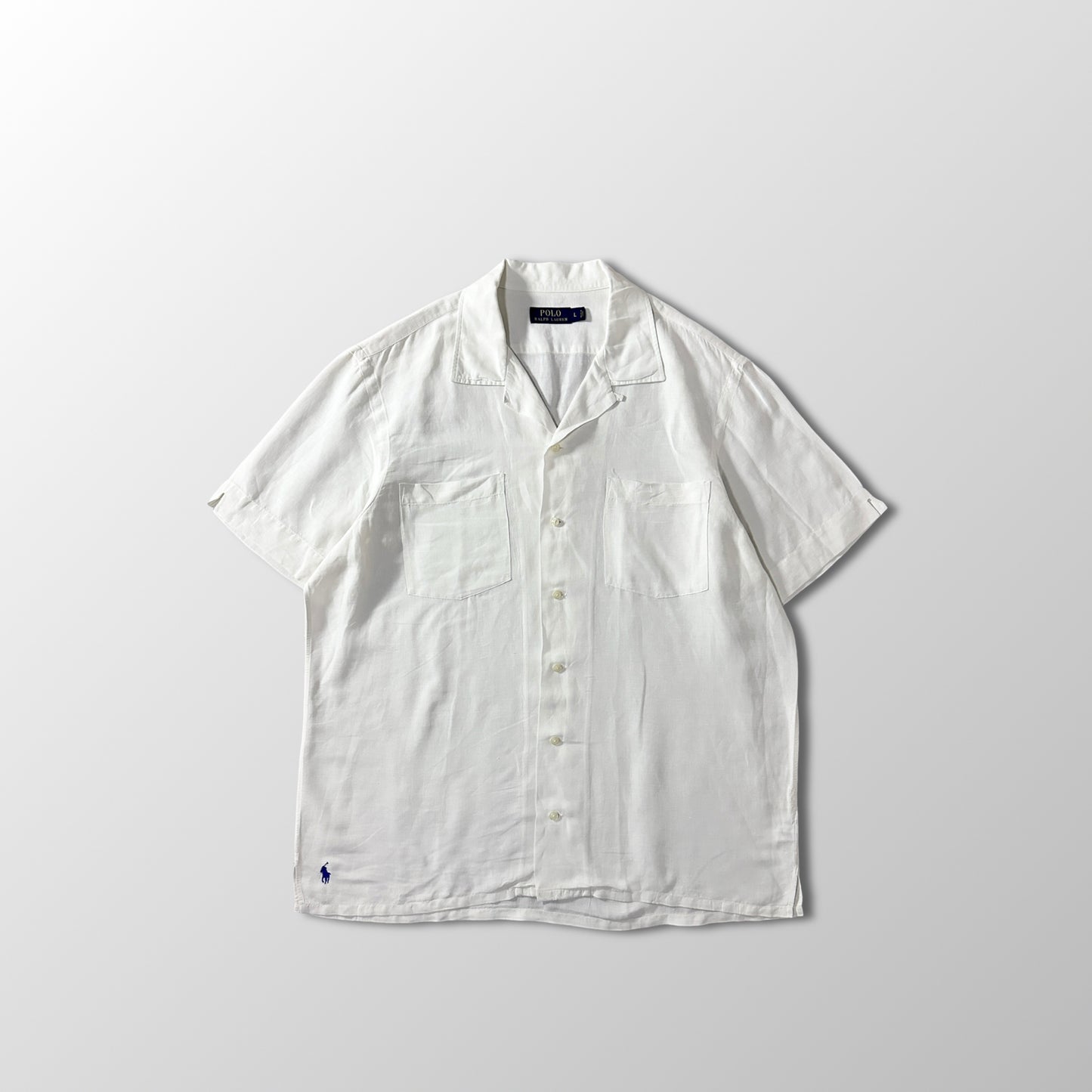 POLO Ralph Lauren Linen Silk Open Collar Shirt L White