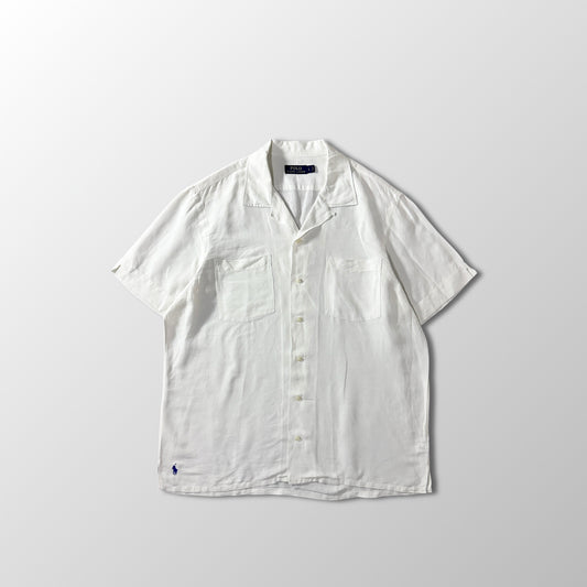 POLO Ralph Lauren Linen Silk Open Collar Shirt L White