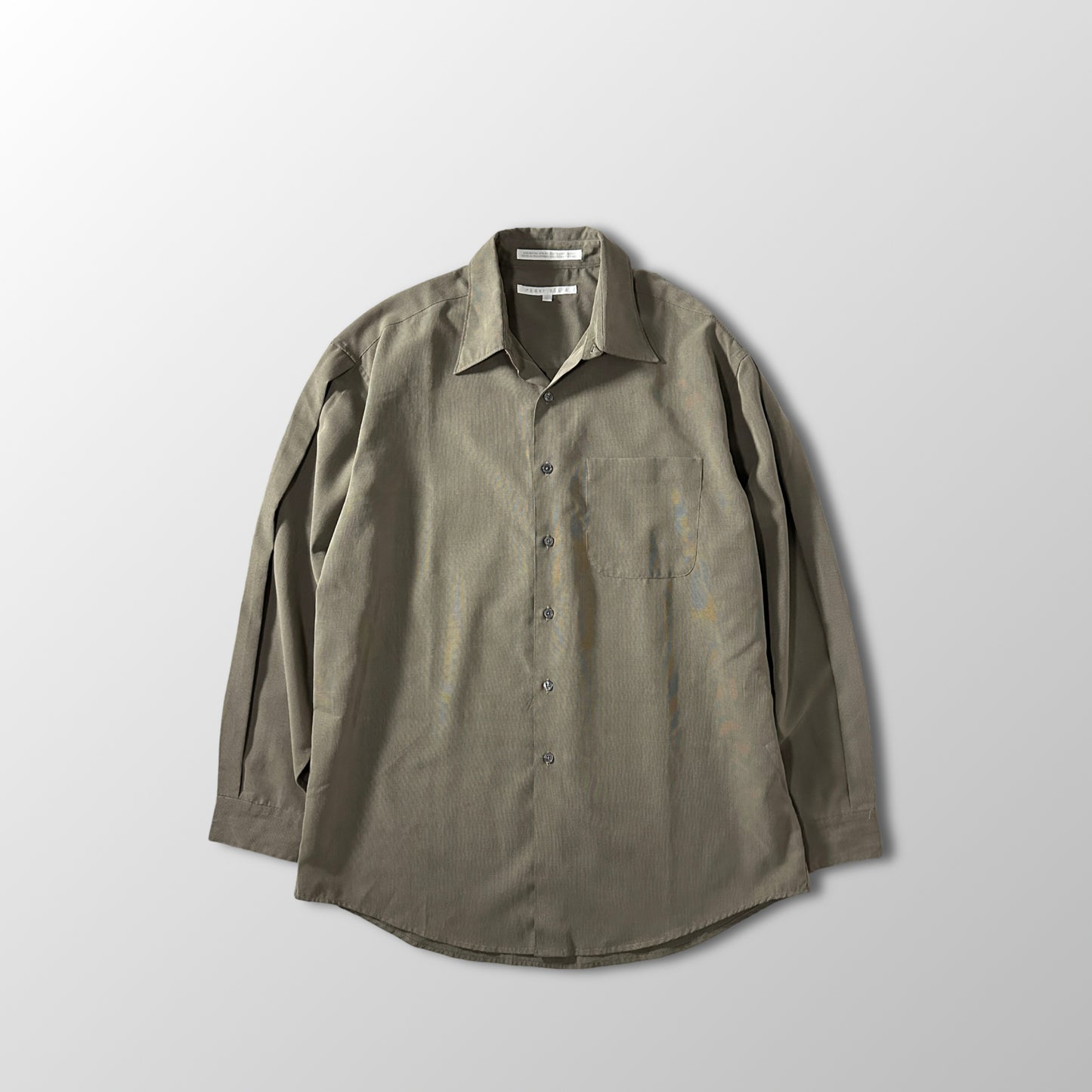 Perry Ellis Cotton Rayon Check Shirt L Olive Brown