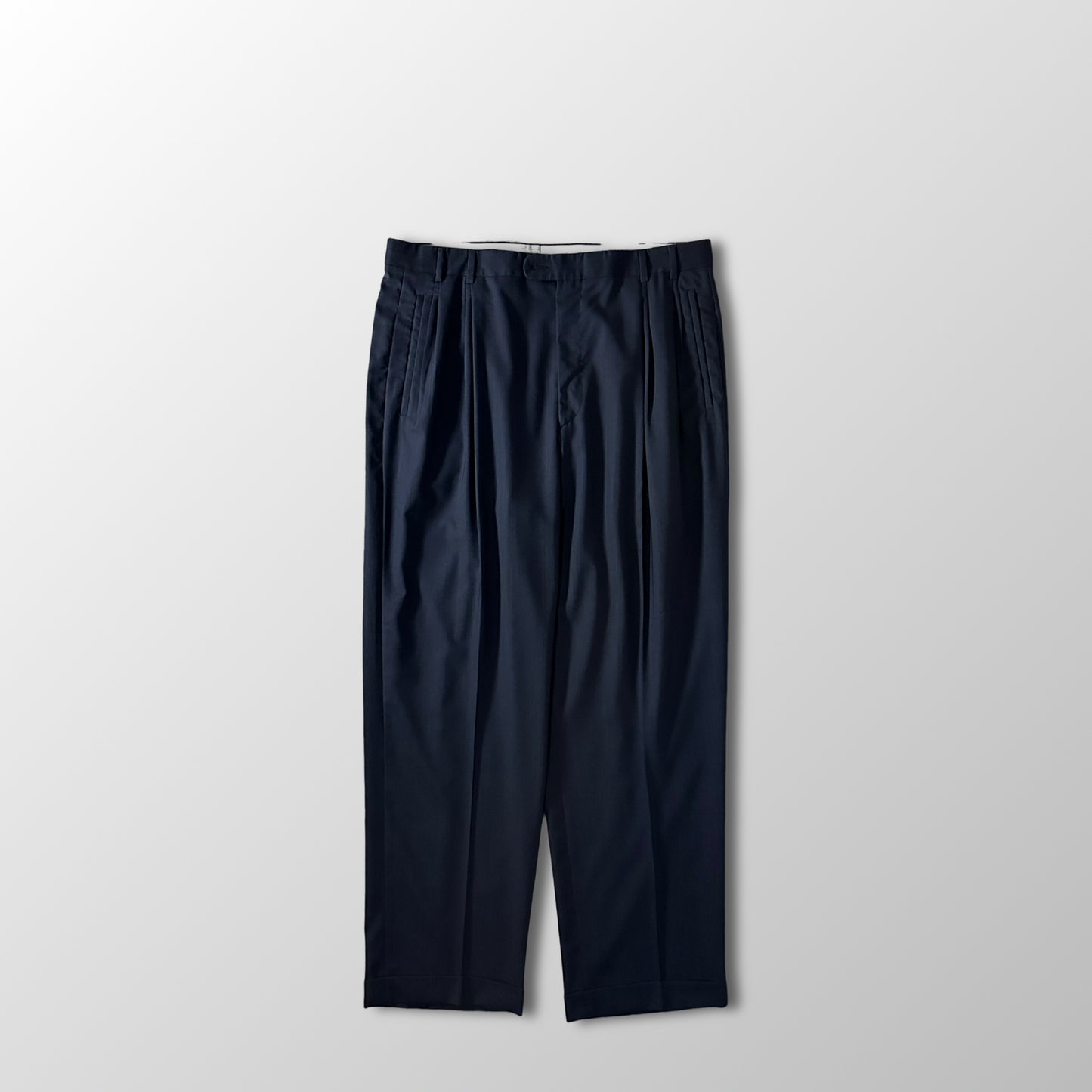 Zanella  Navy Wool Pleated Trousers 36