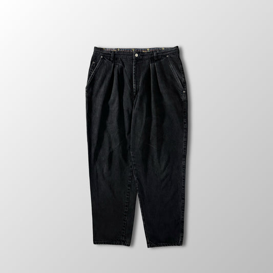 Faded Black Pleated Denim Pants 38M Made in USA