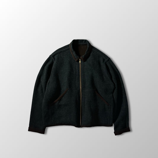 FLAX Dark Green Wool Zip Jacket Large
