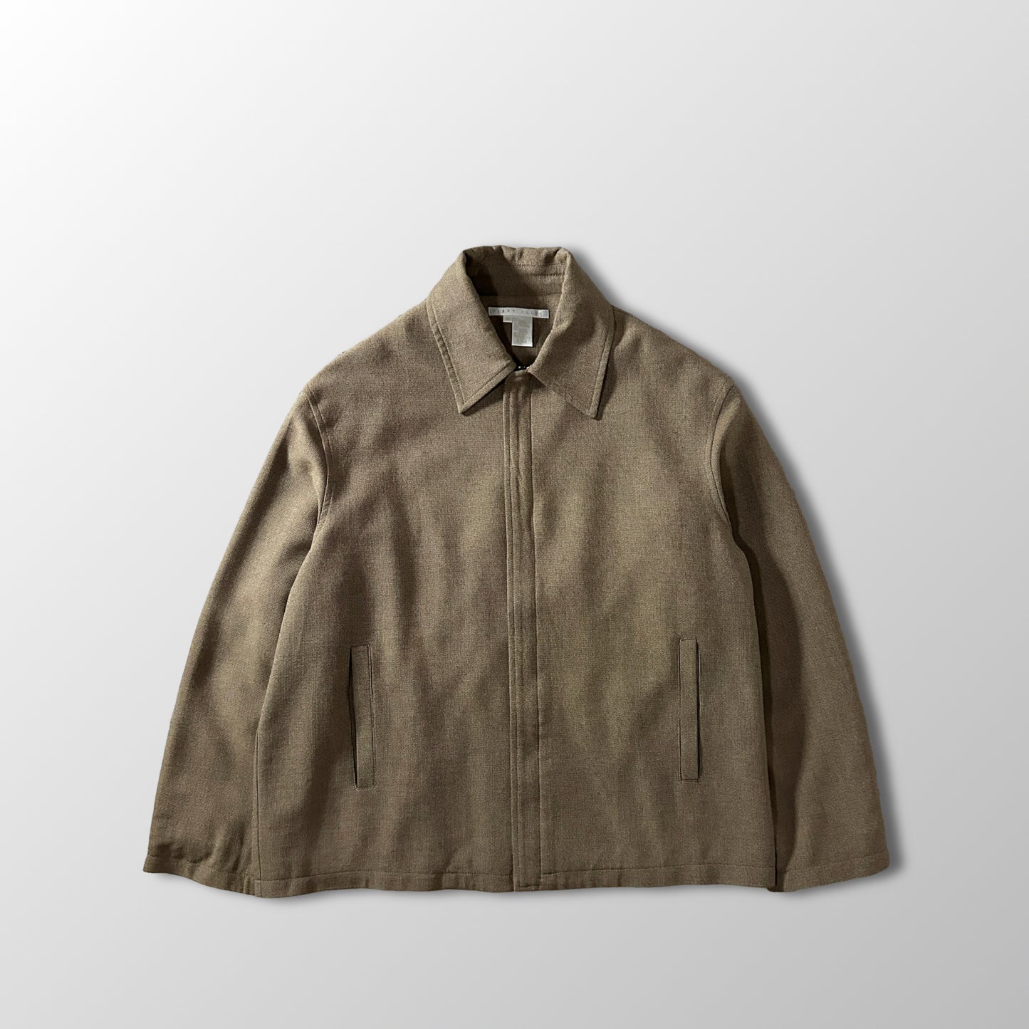 PERRY ELLIS Rayon Wool Zip Jacket Medium Taupe Brown