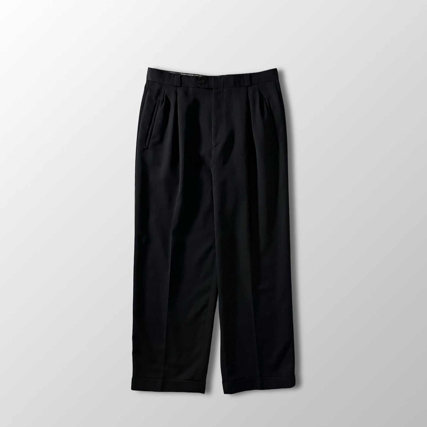 Zanella Virgin Wool Pleated Trousers 34 Black Made in Italy