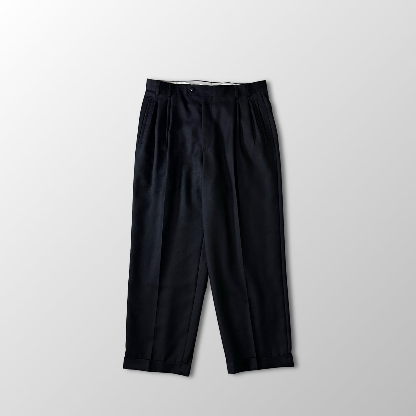 Zanella Wool Pleated Trousers 34 Black Made in Italy