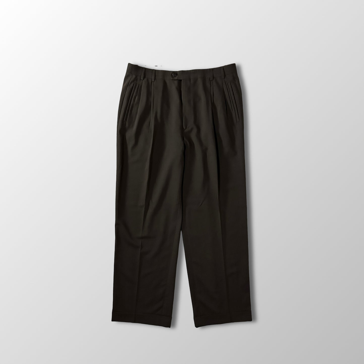 Zanella Dark Brown Wool Pleated Trousers Size 35